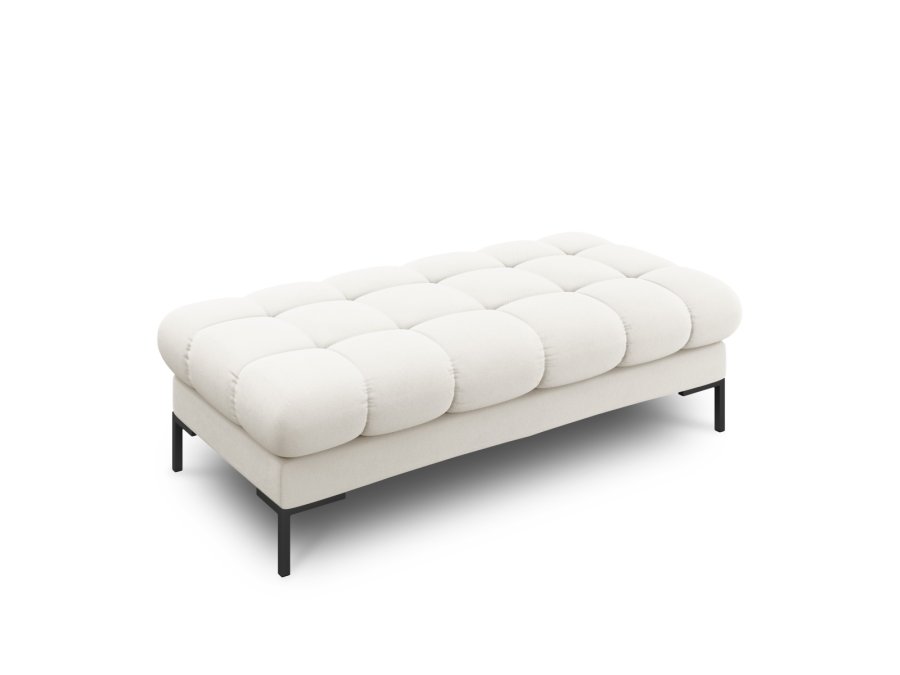 MICADONI Mamaia bnk,, 2 sder, rektangulr - beige stof og sort metal (62x133x41)