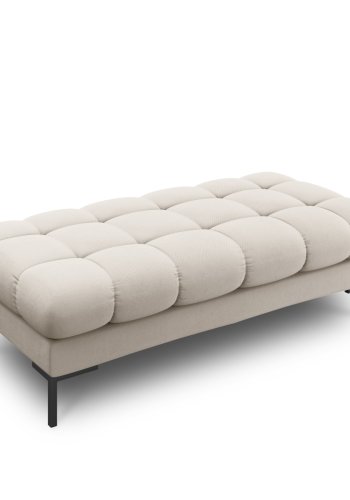 MICADONI Mamaia bnk,, 2 sder, rektangulr - beige stof og sort metal (62x133x41)