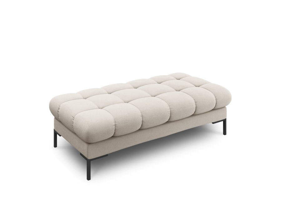 MICADONI Mamaia bnk,, 2 sder, rektangulr - beige stof og sort metal (62x133x41)