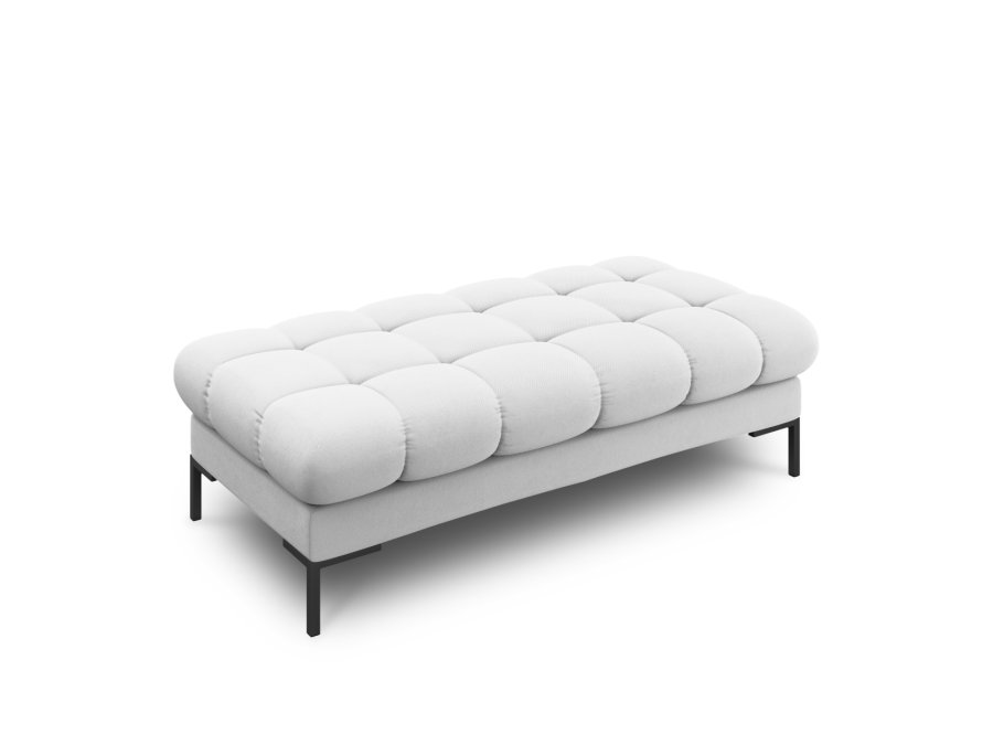 MICADONI Mamaia bnk,, 2 sder, rektangulr - gr stof og sort metal (62x133x41)