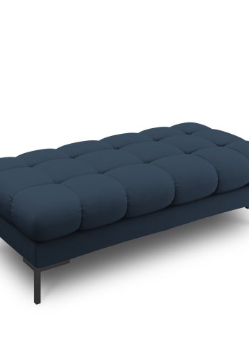 MICADONI Mamaia bnk,, 2 sder, rektangulr - bl stof og sort metal (62x133x41)