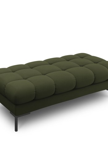 MICADONI Mamaia bnk,, 2 sder, rektangulr - grn stof og sort metal (62x133x41)