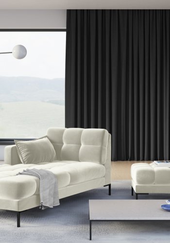 MICADONI Mamaia chaiselong, venstre - beige fljl og sort metal (185x102x75)