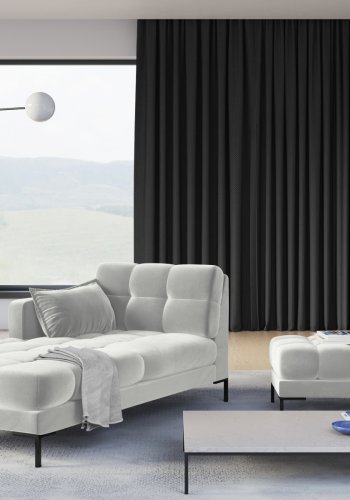 MICADONI Mamaia chaiselong, venstre - slv fljl og sort metal (185x102x75)