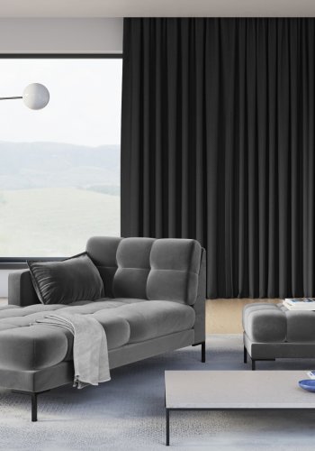 MICADONI Mamaia chaiselong, venstre - gr fljl og sort metal (185x102x75)