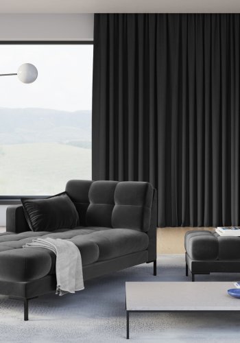 MICADONI Mamaia chaiselong, venstre - antracitgr fljl og sort metal (185x102x75)