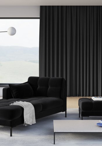 MICADONI Mamaia chaiselong, venstre - antracitgr fljl og sort metal (185x102x75)