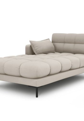 MICADONI Mamaia chaiselong, venstre - beige stof og sort metal (185x102x75)