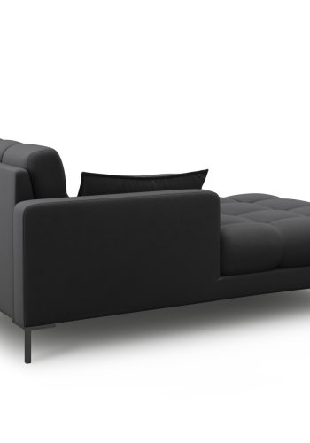MICADONI Mamaia chaiselong, venstre - antracitgr stof og sort metal (185x102x75)