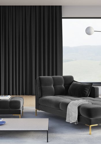 MICADONI Mamaia chaiselong, hjre - antracitgr fljl og guld metal (185x102x75)