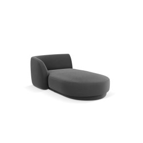 MICADONI Miley chaiselong, venstre - gr fljl og sort plast (150x95x70)