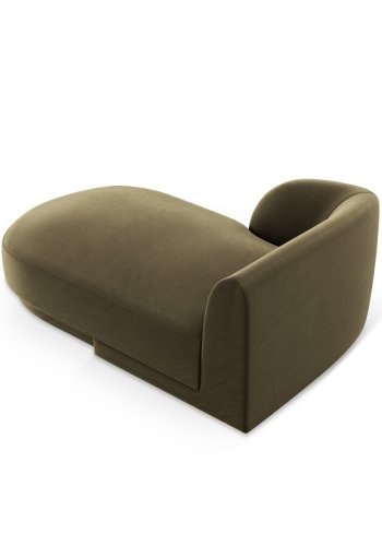 MICADONI Miley chaiselong, venstre - grn fljl og sort plast (150x95x70)