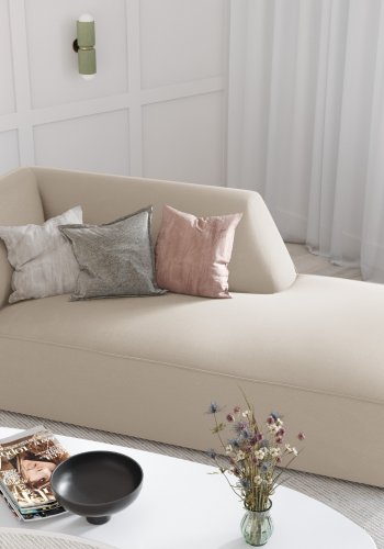 MICADONI Ruby chaiselong, hjre - beige fljl og sort plast (180x93x69)