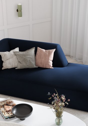 MICADONI Ruby chaiselong, hjre - bl fljl og sort plast (180x93x69)