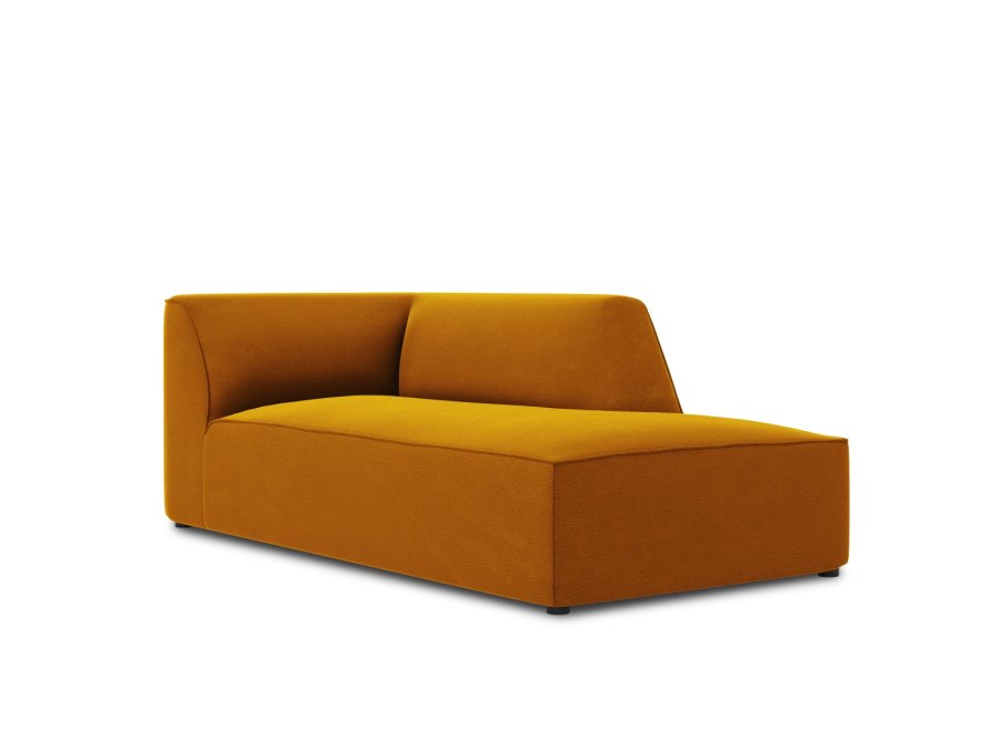 MICADONI Ruby chaiselong, hjre - gul fljl og sort plastik (180x93x69)