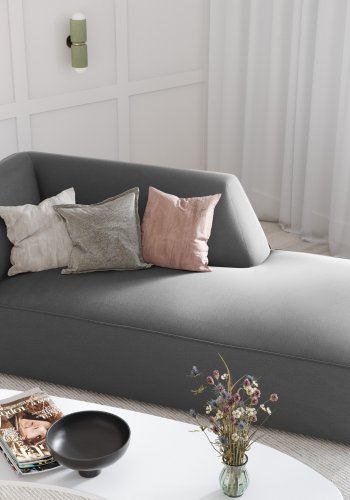 MICADONI Ruby chaiselong, hjre - gr fljl og sort plastik (180x93x69)