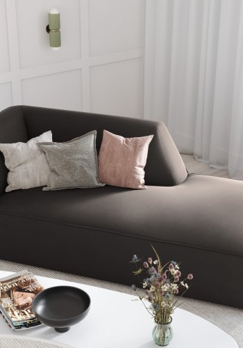 MICADONI Ruby chaiselong, hjre - antracitgr fljl og sort plastik (180x93x69)