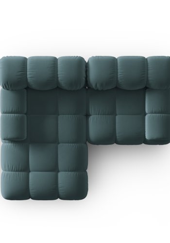 MICADONI Bellis hjrnesofa, venstre, 3 sder - bl fljl og sort plastik