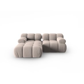 MICADONI Bellis hjrnesofa, venstre, 3 sder - beige fljl og sort plastik