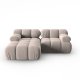 MICADONI Bellis hjrnesofa, venstre, 3 sder - beige fljl og sort plastik