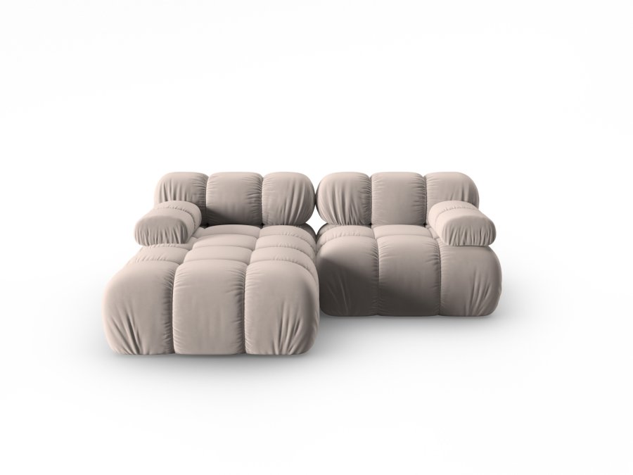 MICADONI Bellis hjrnesofa, venstre, 3 sder - beige fljl og sort plastik