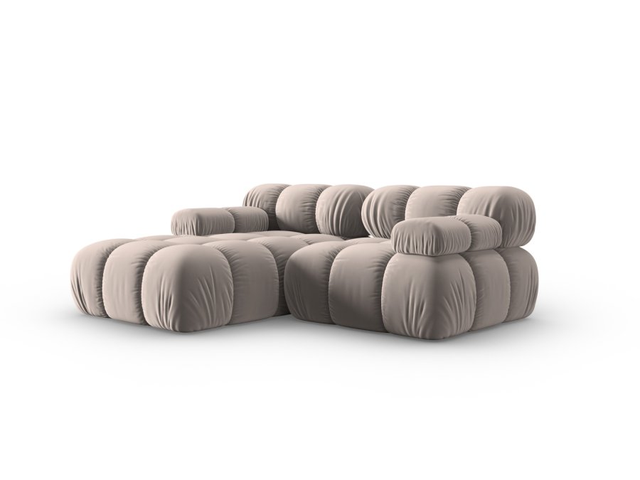 MICADONI Bellis hjrnesofa, venstre, 3 sder - beige fljl og sort plastik