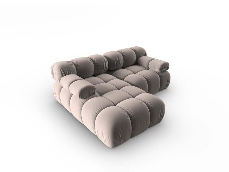 MICADONI Bellis hjrnesofa, venstre, 3 sder - beige fljl og sort plastik