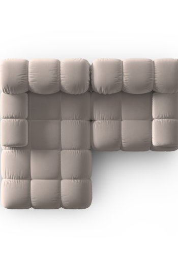 MICADONI Bellis hjrnesofa, venstre, 3 sder - beige fljl og sort plastik