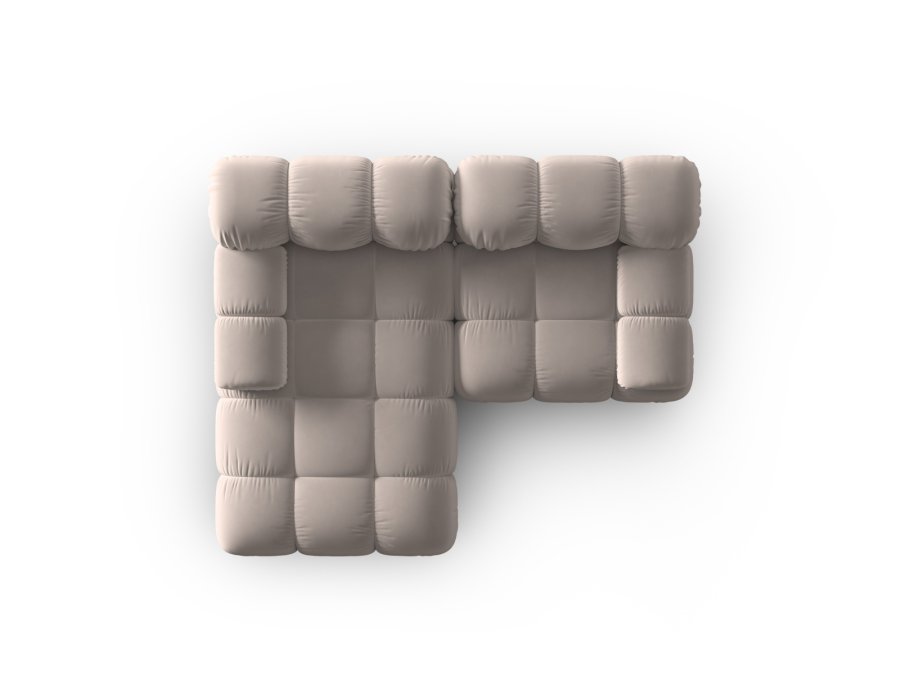 MICADONI Bellis hjrnesofa, venstre, 3 sder - beige fljl og sort plastik