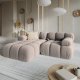 MICADONI Bellis hjrnesofa, venstre, 3 sder - beige fljl og sort plastik