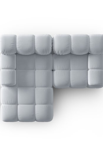 MICADONI Bellis hjrnesofa, venstre, 3 sder - bl fljl og sort plastik