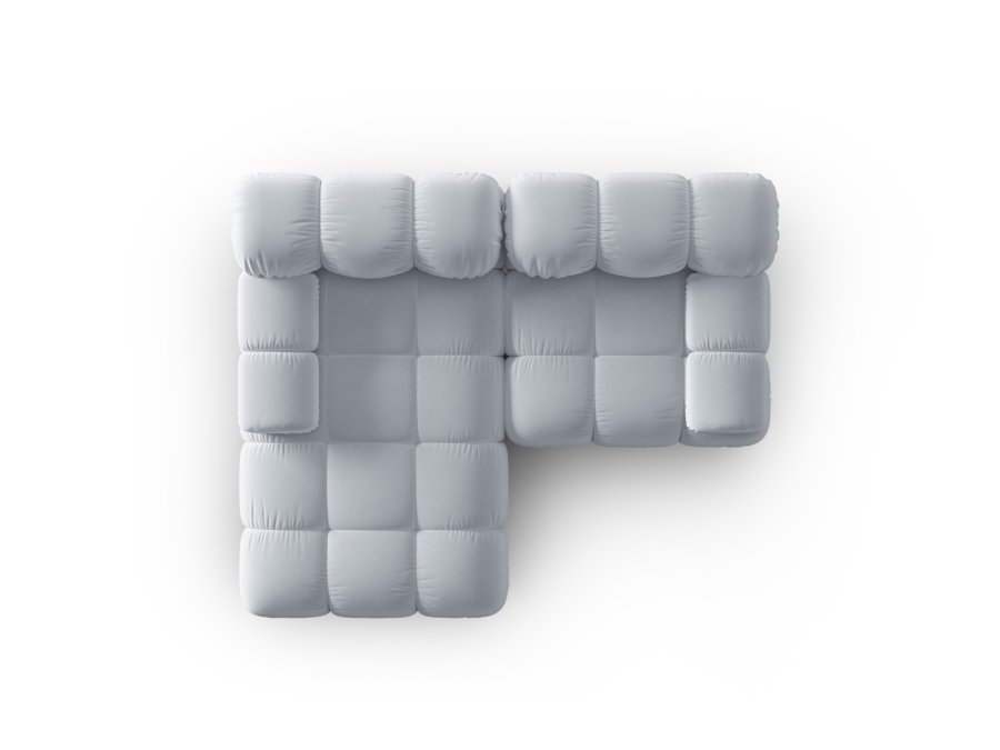 MICADONI Bellis hjrnesofa, venstre, 3 sder - bl fljl og sort plastik