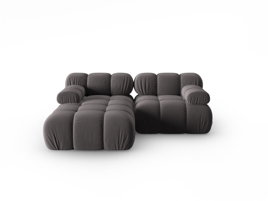 MICADONI Bellis hjrnesofa, venstre, 3 sder - antracitgr fljl og sort plastik