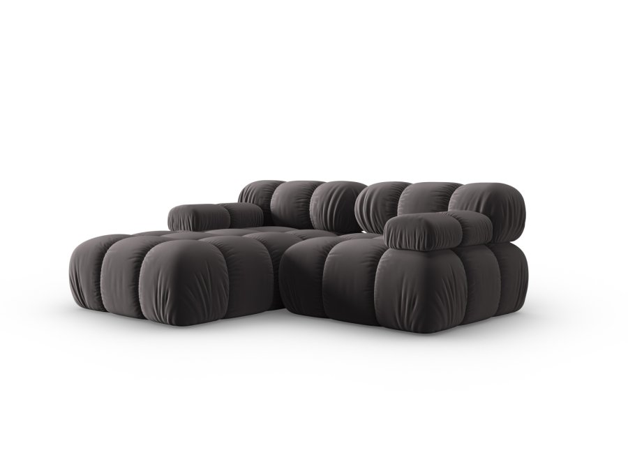 MICADONI Bellis hjrnesofa, venstre, 3 sder - antracitgr fljl og sort plastik