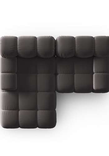 MICADONI Bellis hjrnesofa, venstre, 3 sder - antracitgr fljl og sort plastik