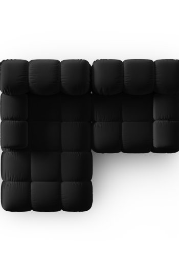 MICADONI Bellis hjrnesofa, venstre, 3 sder - sort fljl og sort plastik