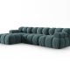 MICADONI Bellis Modular hjrnesofa, venstre, 4 sder - bl fljl og sort plastik