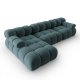 MICADONI Bellis Modular hjrnesofa, venstre, 4 sder - bl fljl og sort plastik