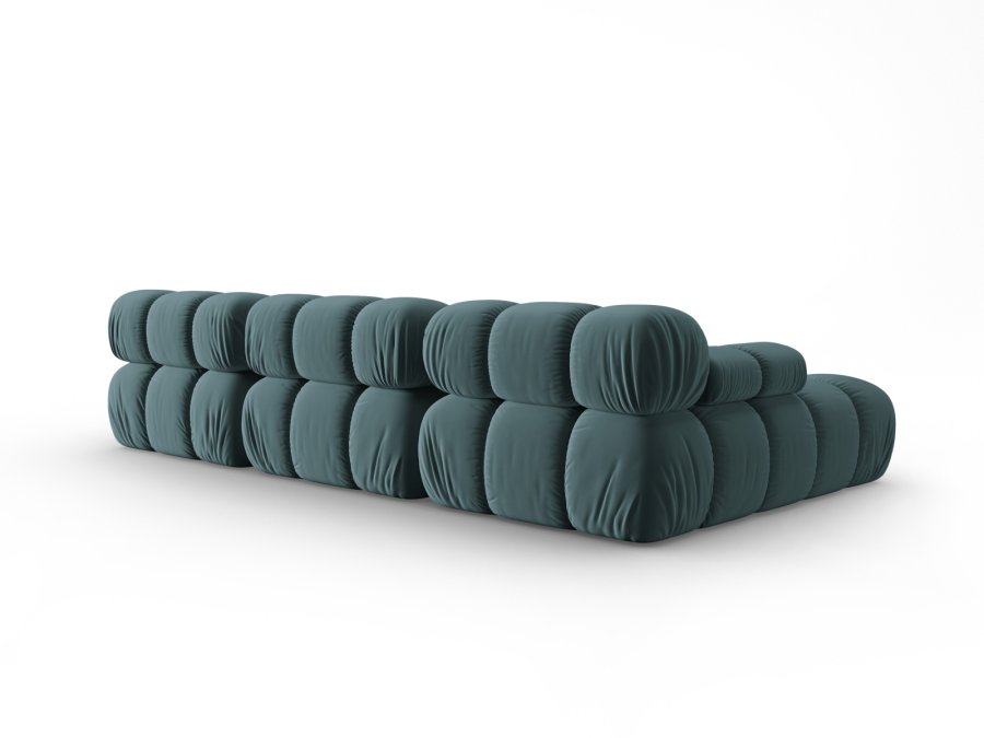 MICADONI Bellis Modular hjrnesofa, venstre, 4 sder - bl fljl og sort plastik