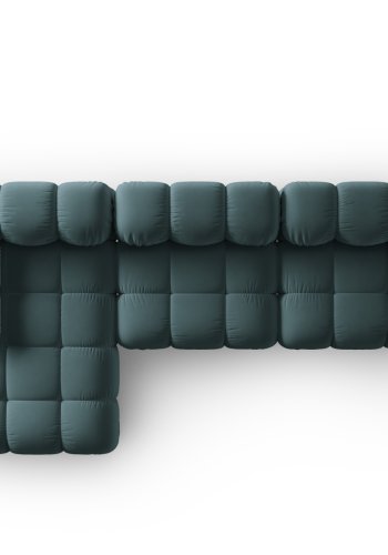 MICADONI Bellis Modular hjrnesofa, venstre, 4 sder - bl fljl og sort plastik