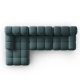 MICADONI Bellis Modular hjrnesofa, venstre, 4 sder - bl fljl og sort plastik