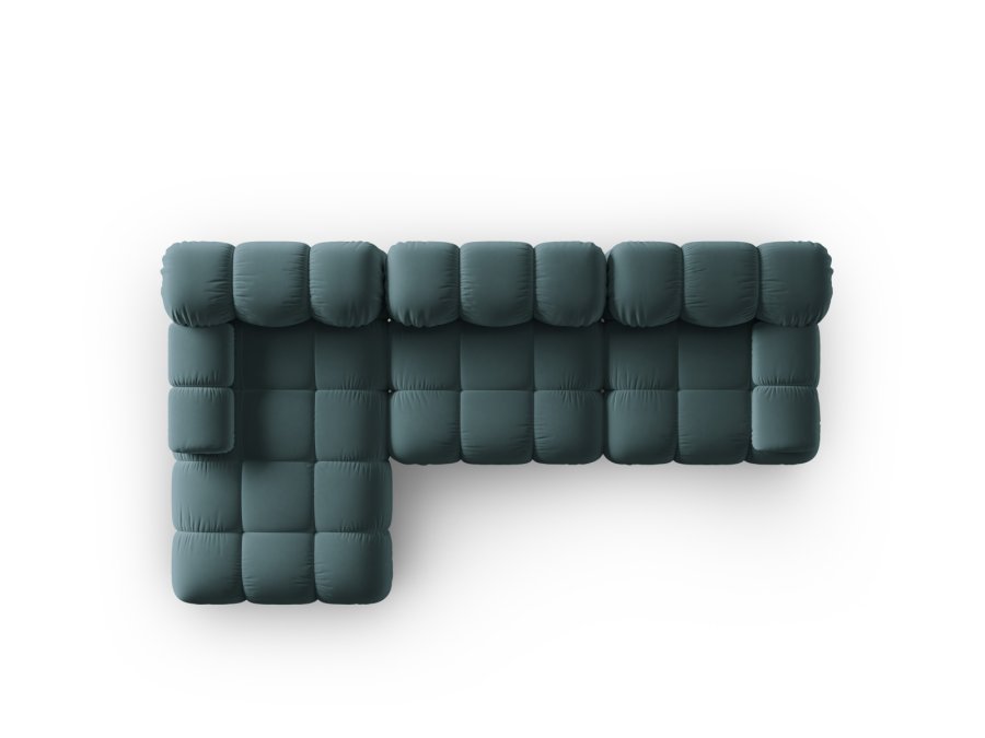 MICADONI Bellis Modular hjrnesofa, venstre, 4 sder - bl fljl og sort plastik