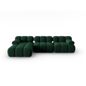 MICADONI Bellis Modular hjrnesofa, venstre, 4 sder - grn fljl og sort plastik