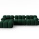 MICADONI Bellis Modular hjrnesofa, venstre, 4 sder - grn fljl og sort plastik