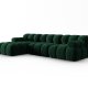 MICADONI Bellis Modular hjrnesofa, venstre, 4 sder - grn fljl og sort plastik