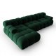MICADONI Bellis Modular hjrnesofa, venstre, 4 sder - grn fljl og sort plastik