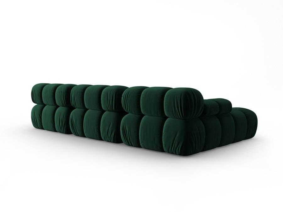 MICADONI Bellis Modular hjrnesofa, venstre, 4 sder - grn fljl og sort plastik