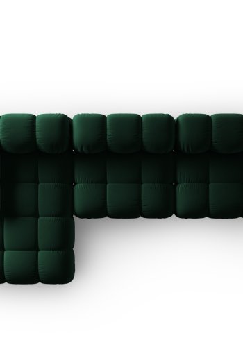 MICADONI Bellis Modular hjrnesofa, venstre, 4 sder - grn fljl og sort plastik