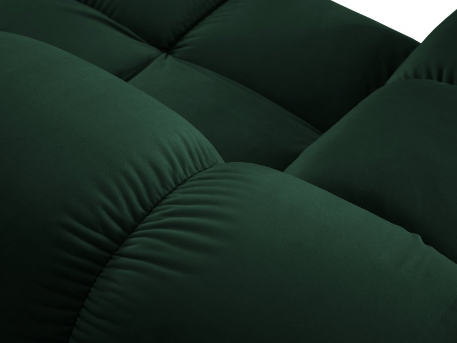 MICADONI Bellis Modular hjrnesofa, venstre, 4 sder - grn fljl og sort plastik