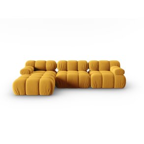 MICADONI Bellis Modular hjrnesofa, venstre, 4 sder - gul fljl og sort plastik